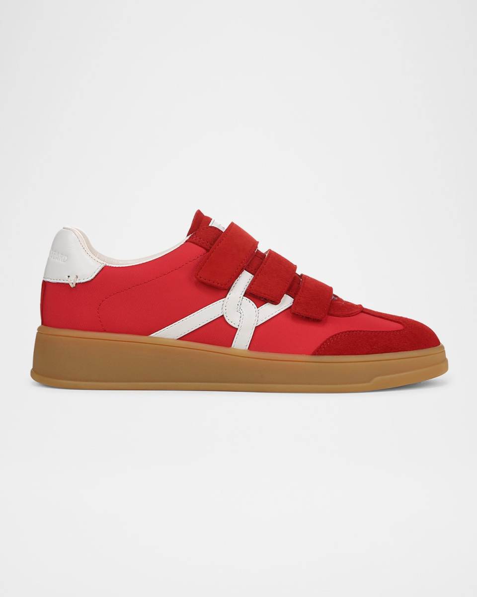 Reagan Mixed Leather Triple-Grip Sneakers